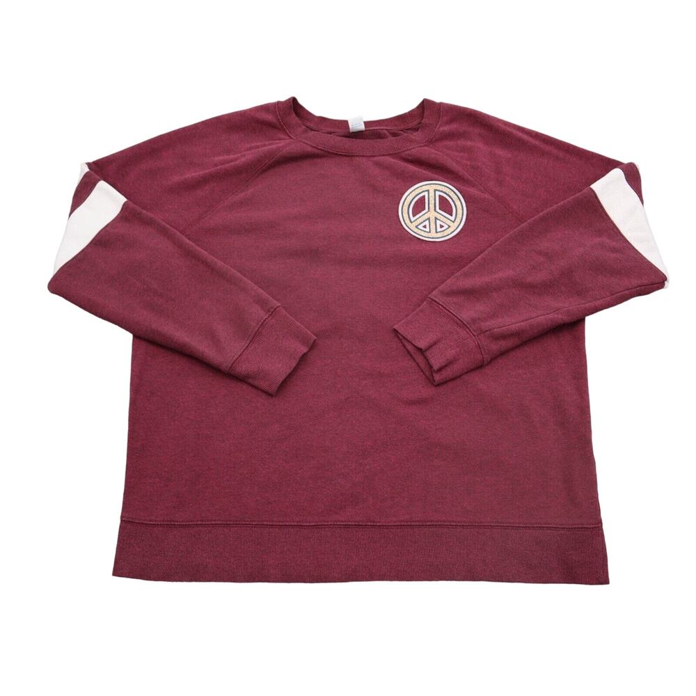 Old Navy Sweatshirt Womens L Red long Sleeve Crew Neck Knit Stripe Pullover